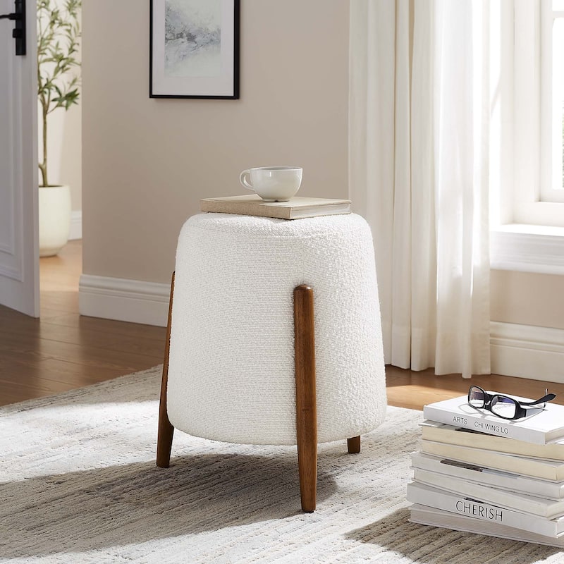 Riven Upholstered Boucle Fabric Ottoman - Cloud - Small