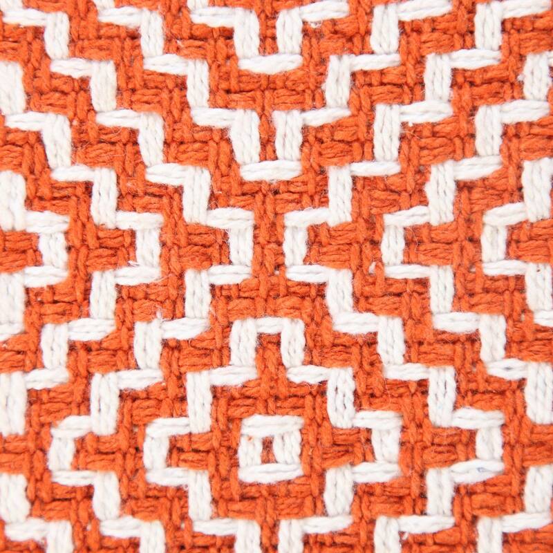 20" Orange and White Tribal Pattern Square Throw Pillow