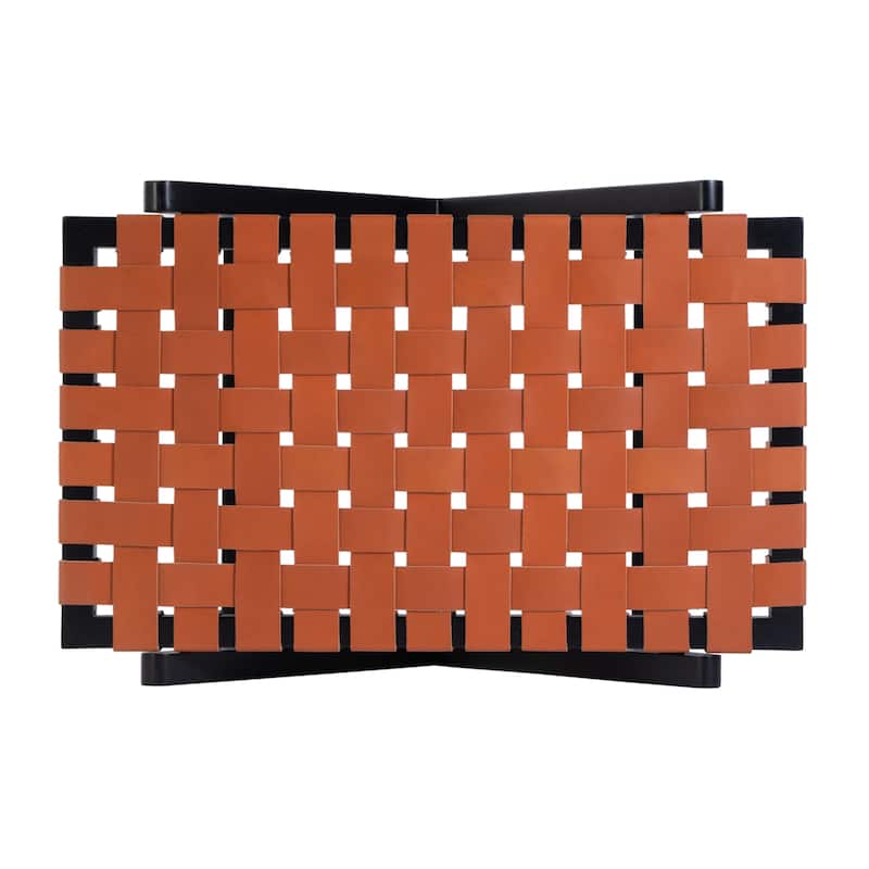 Cipriani 24 in. W Rectangular Leather & Wood Luggage Rack