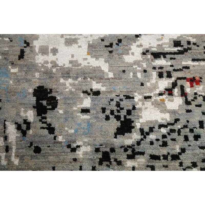 Vegetable Dye Wool/ Silk Oriental Abstract Area Rug Hand-knotted - 12'0" x 15'5"