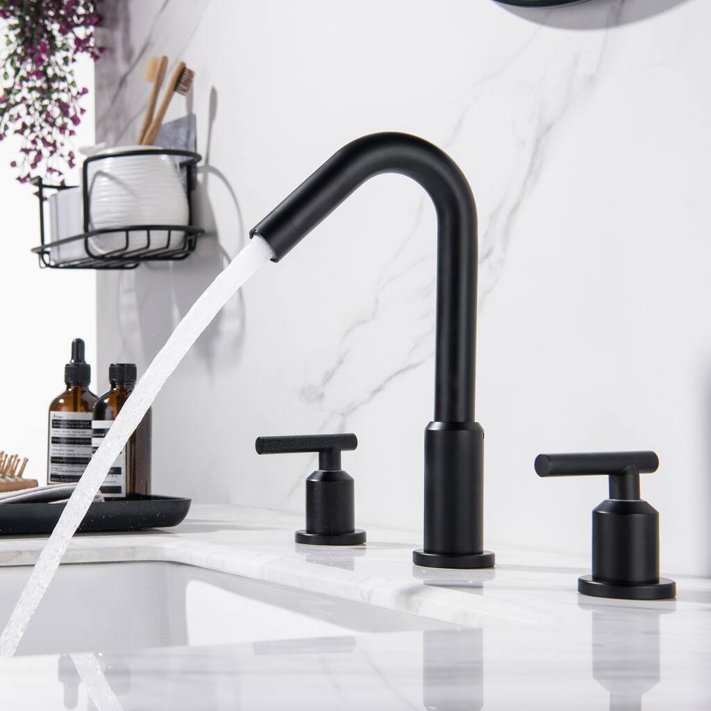Classic Matte Black High-Arc Bathroom Faucet Widespread
