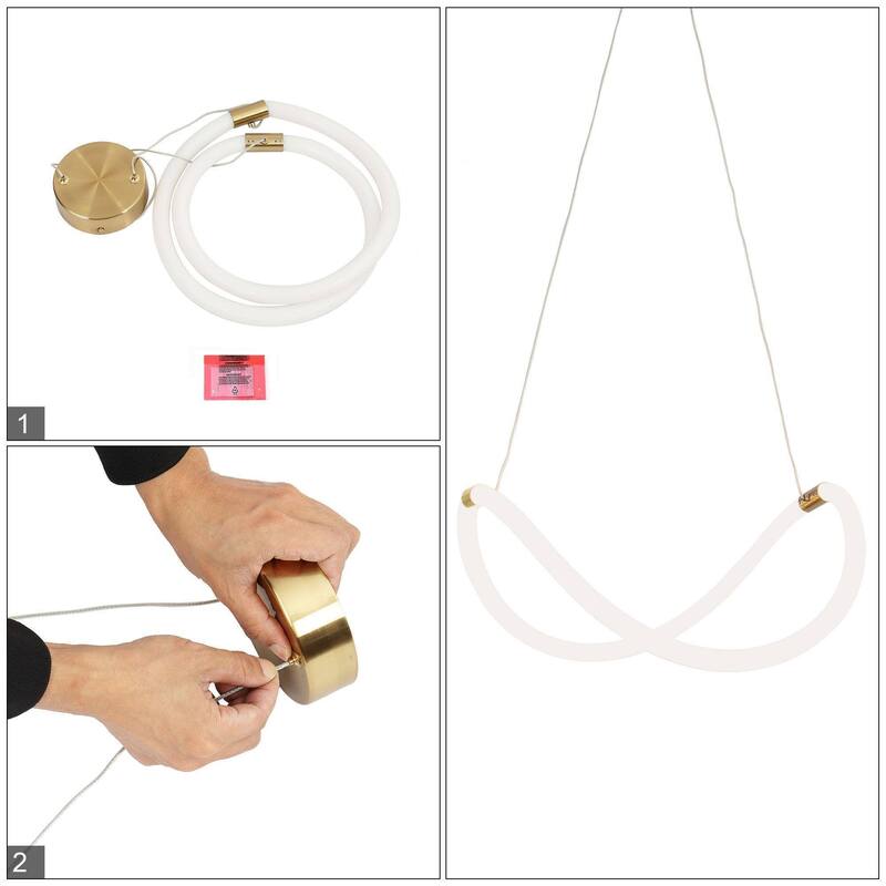 21.5-inch Modern Integrated LED Chandelier White Gold Pendant Light for Dining Room