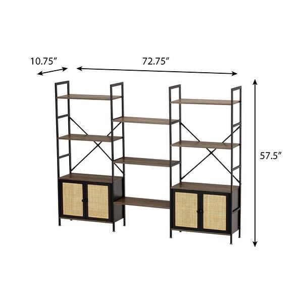 Industrial Bookcase with 4Tier Bookshelf with 2 Drawers 73 x 11 x 57.5 inch(LxWxH