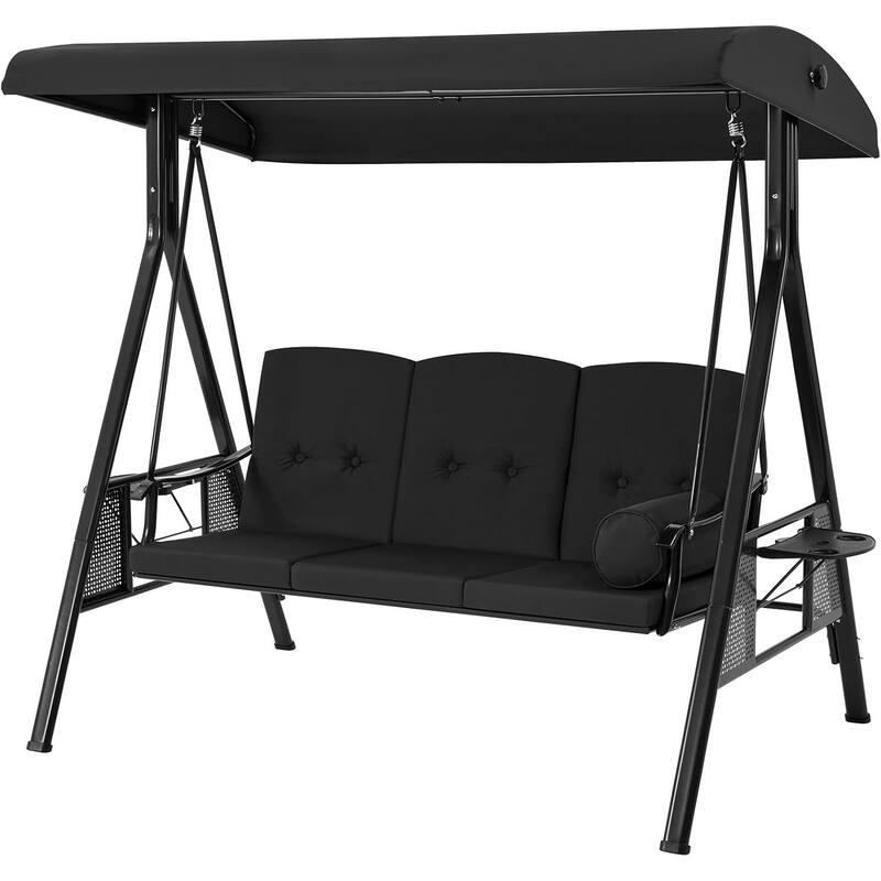 AECOJOY 3-Seat Porch Swing Chair, Patio Swing Chair w/ Cushions