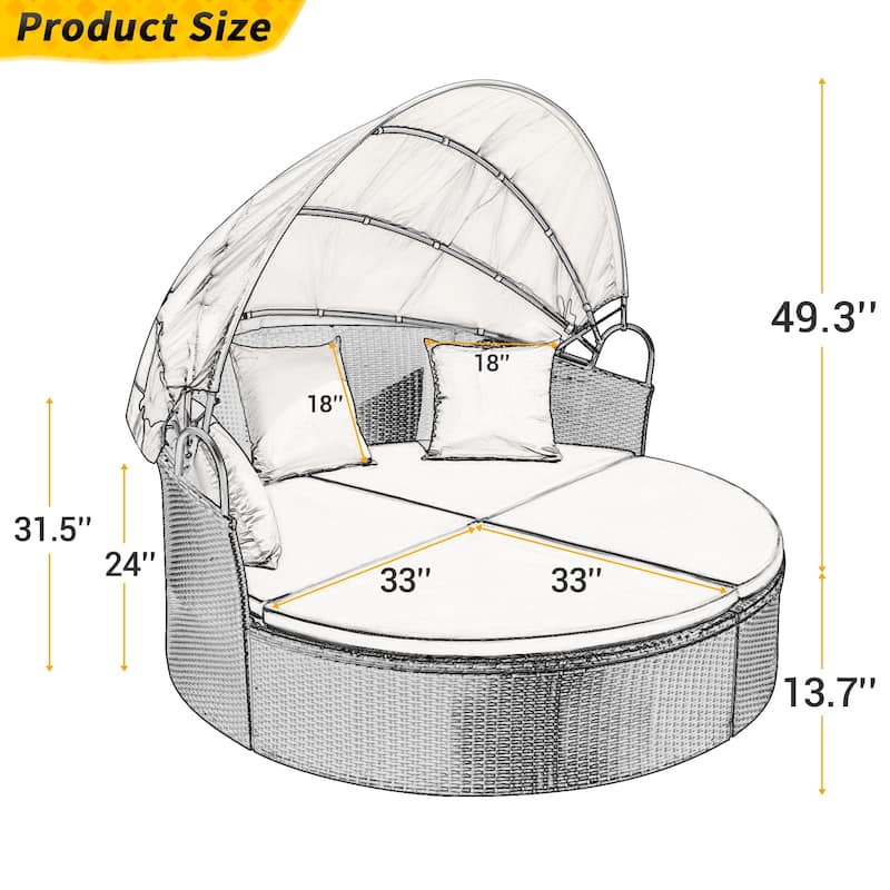 Homall Patio Furniture Outdoor Round Daybed
