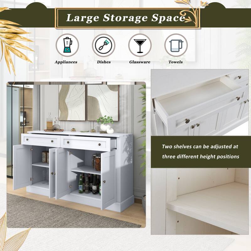 Spacious Buffet Cabinet with 2 Drawers and 4 Doors for Organized Storage