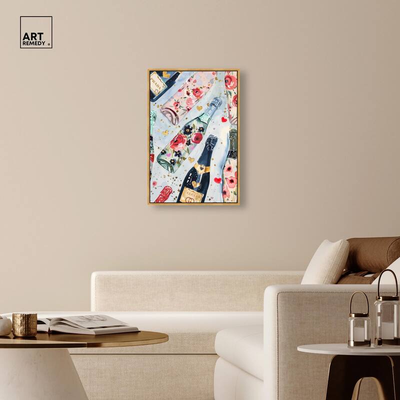 Fun Floral Champagne Canvas by Art Remedy