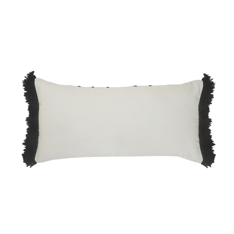 HomeRoots 12" X 28" Ivory And Black 100% Cotton Striped Zippered Pillow