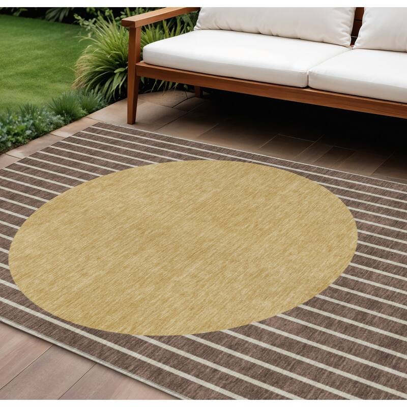HomeRoots Striped Transitional Rectangle Outdoor Rug - 10' X 14'