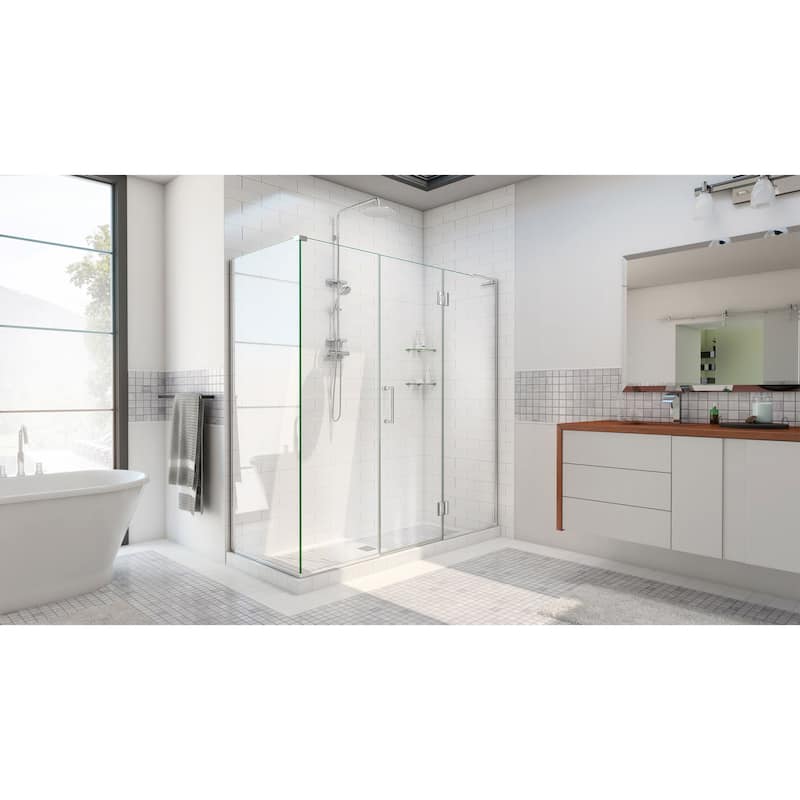 DreamLine Unidoor-X 70 in. W x 30 3/8 in. D x 72 in. H Frameless Hinged Shower Enclosure - 30.38" x 70" - 30.38" x 70"