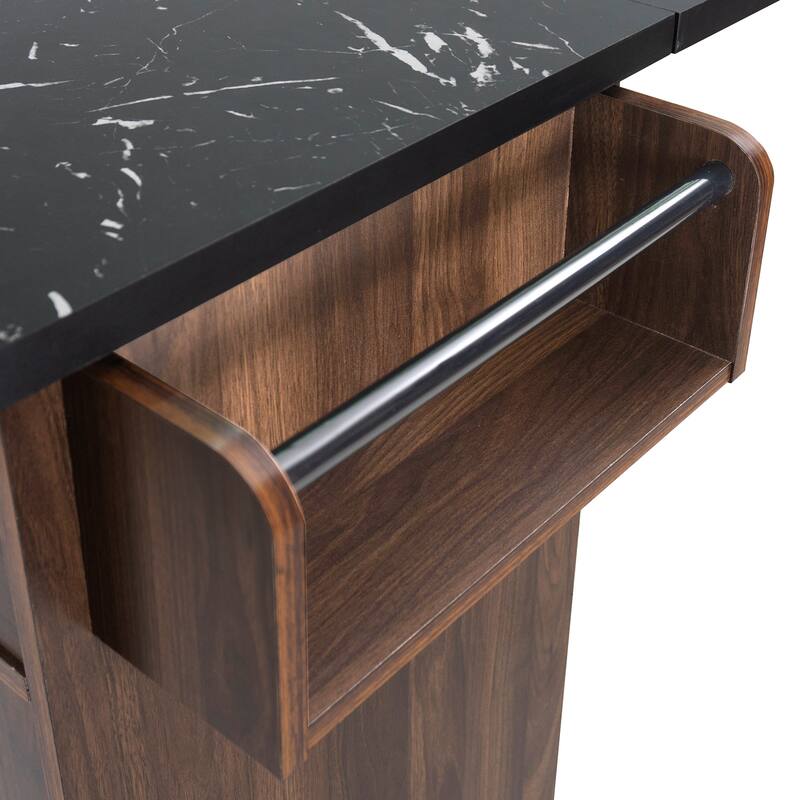 51.06'' Particle Board Kitchen Island with Drop Leaf, RollingWheels, Spice Rack, Towel Rack and Drawers