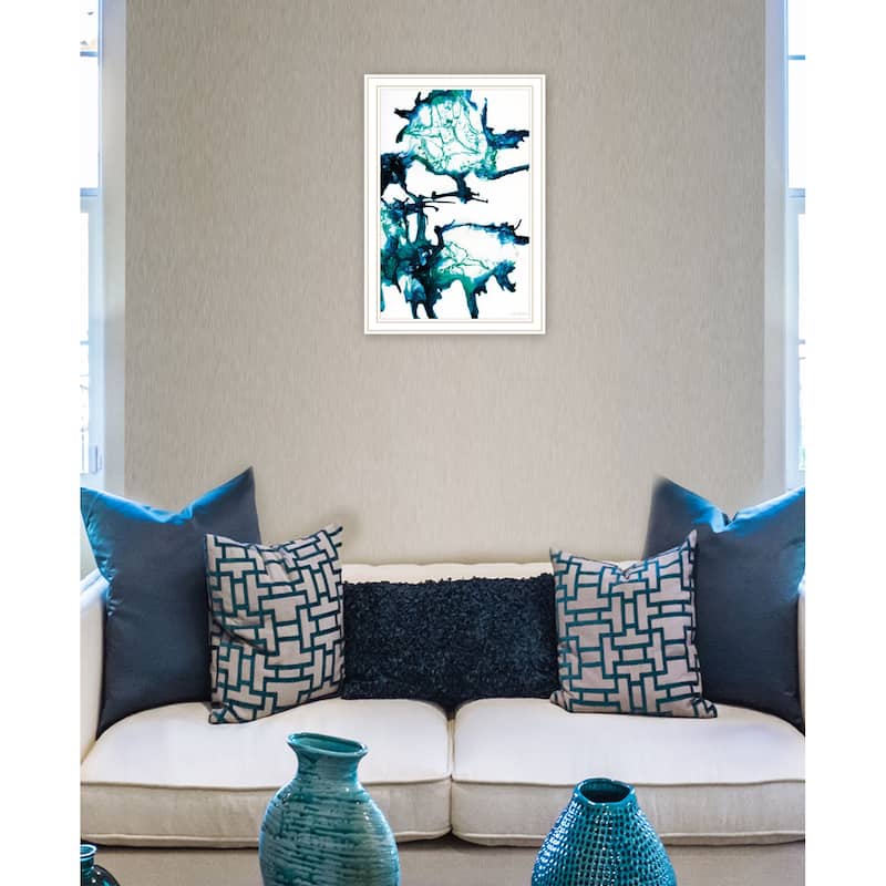 TrendyDecor4U Coastal "Ocean Living 1" Framed Print Wall Art