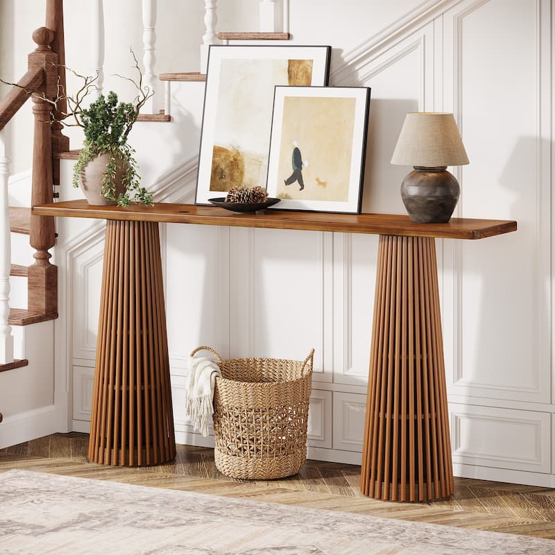 63-Inch Long Console Table for Entryway, Wooden Sofa Table Behind the Couch
