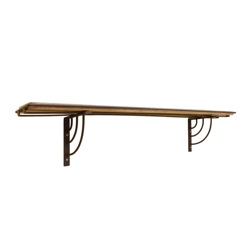 Achla Designs 36" W Rectangle Roman Bronze and Natural Wood/Wrought Iron Windowsill Plant Shelf