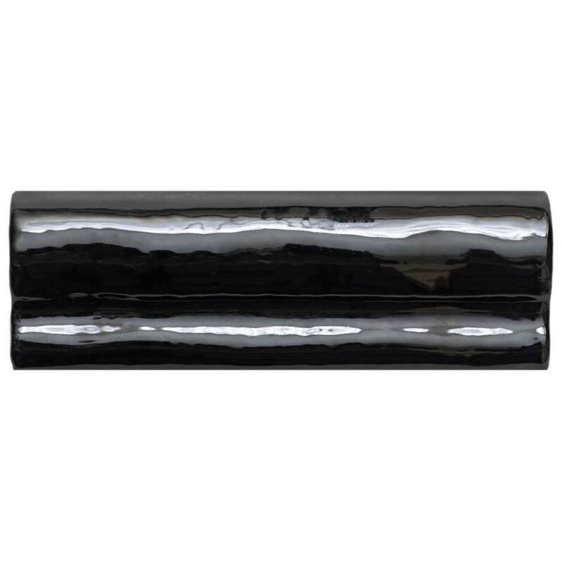 Talavera 2in x 6in Ceramic Chair Rail Wall Tile - Black - 2 x 6 - 1 Piece