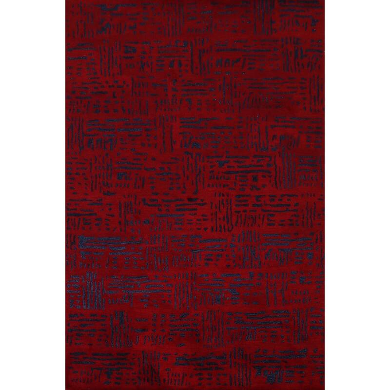 Contemporary Modern Indian Area Rug Handmade Wool Carpet - 5'3" x 7'7"