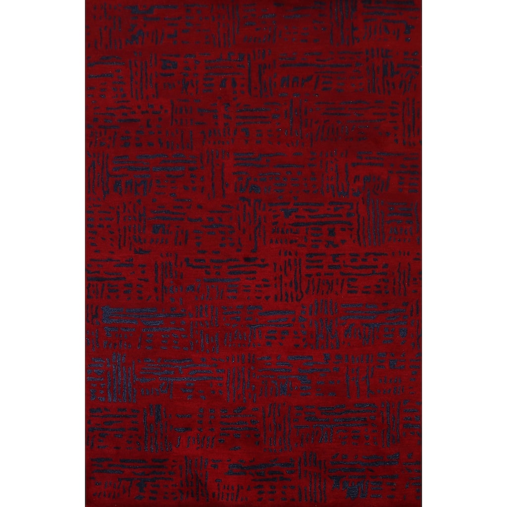 Contemporary Modern Indian Area Rug Handmade Wool Carpet - 5'3" x 7'7"