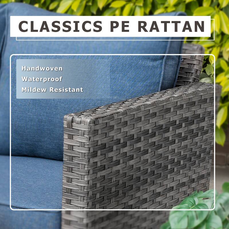 XIZZI Outdoor Rattan Wicker Loveseat with Cushions