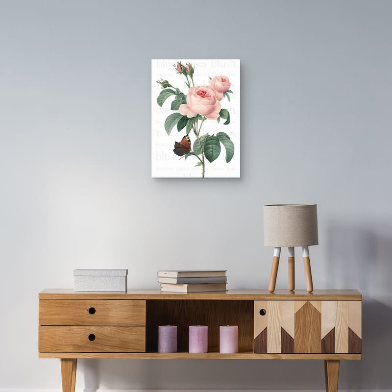 Pink Roses 2 Text Canvas Art Print