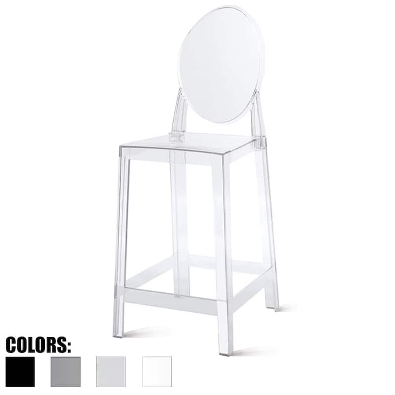 Clear - 25" Seat Height With Modern Plastic Side Armless Bar Counter Stool Accent Lounge No Arms