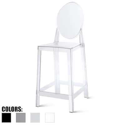 Clear - 25" Seat Height With Modern Plastic Side Armless Bar Counter Stool Accent Lounge No Arms