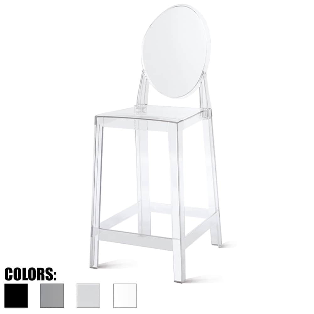 Clear - 25" Seat Height With Modern Plastic Side Armless Bar Counter Stool Accent Lounge No Arms
