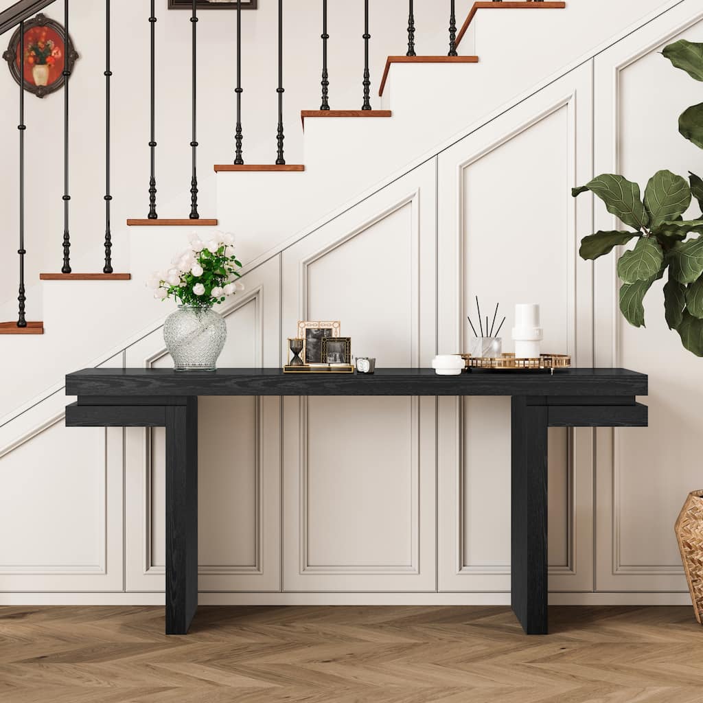 66" Long Rectangular Entryway Console Table with Extra Wide Tabletop