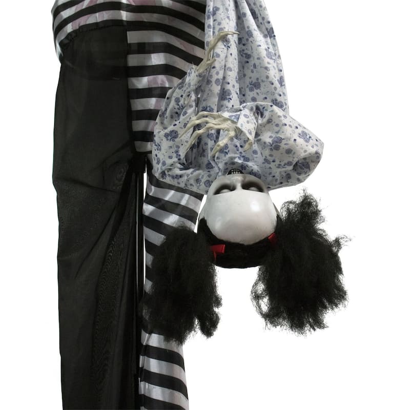 Life-Size Animatronic Talking Clown with Doll with Lights and Sound, Indoor or Covered Outdoor Halloween Decoration