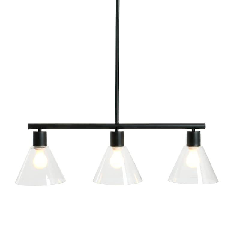 Metal and Glass Linear Chandelier - 33.8"L x 8.6"W x 58.3"H