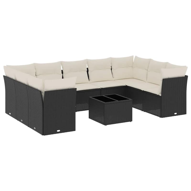 vidaXL Garden Sofa Set Black, Cream White - 21.7 x 21.7 x 14.6