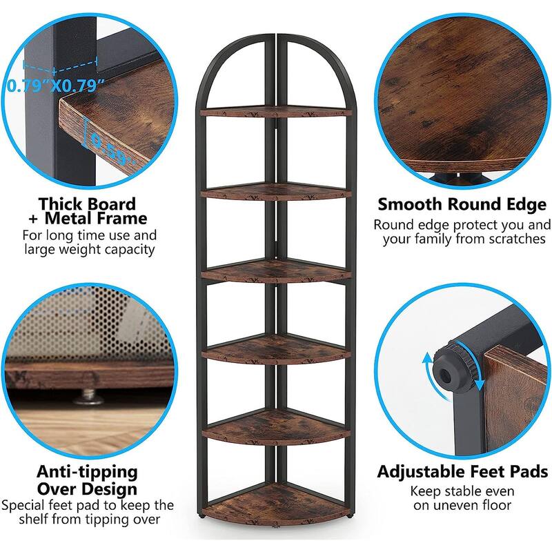 6-tier Tall Freestanding Corner Shelf