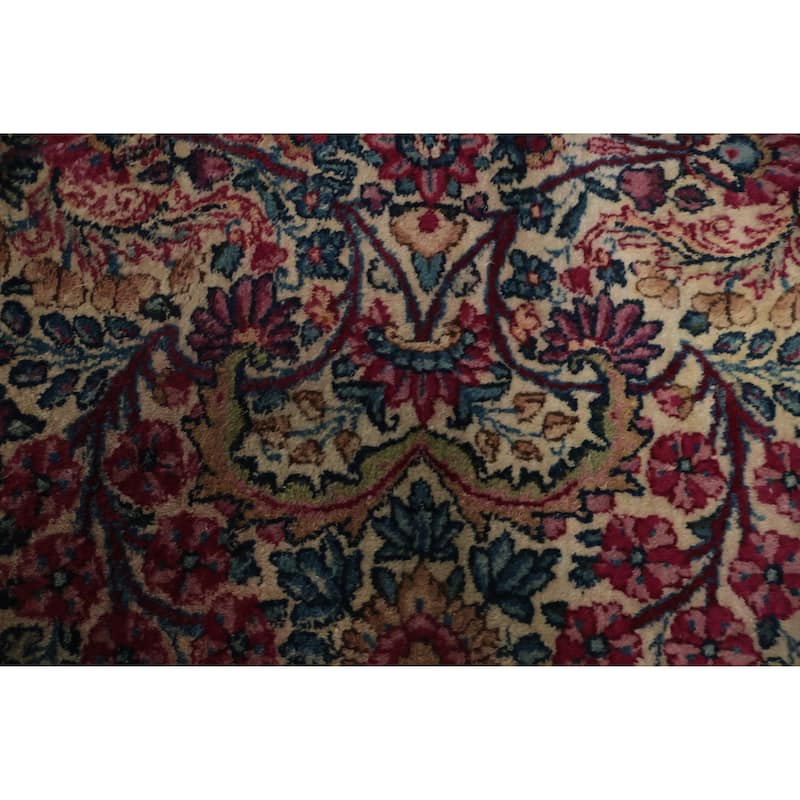 Hand Knotted Oriental 100% Wool Carpet Traditional All-Over Beige & Ivories Kerman Area Rug - 4' 9'' X 3' 0''