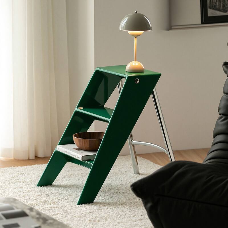 Home folding ladder frame indoor multi-functional thick folding ladder stool simple creative anti-slip edge table ladder frame