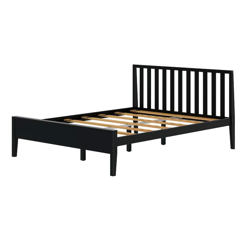 Plank and Beam Modern Queen-Size Bed with Slatted Headboard