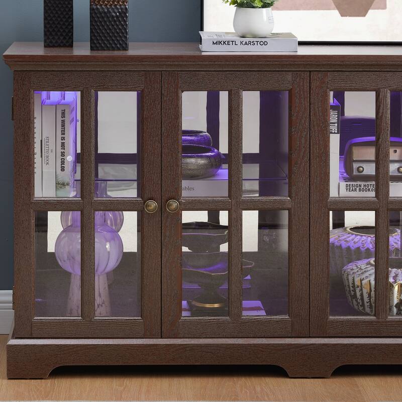 LED Curio Display Cabinet Antique Display Cabinet with Glass Doors