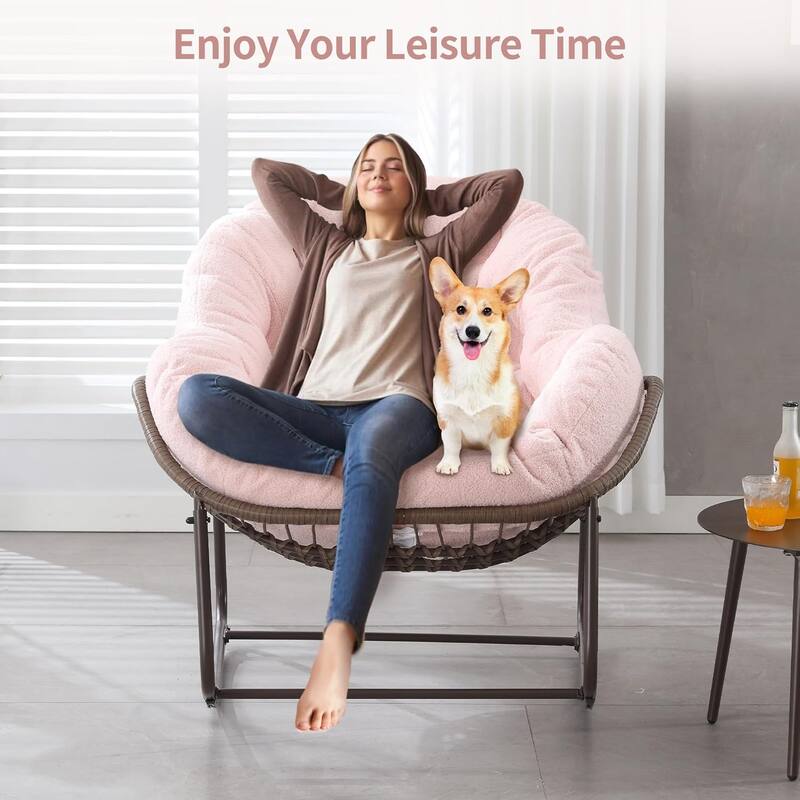Outdoor Rattan Rocking Chair,Padded Cushion Rocker Recliner Chair Outdoor for Front Porch, Living Room, Patio, Garden