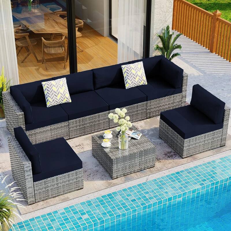 Outdoor Patio Cushion Covers Replacement, Waterproof Furniture Cushion Slipcovers, for Wicker Rattan Sectional Couch Chair