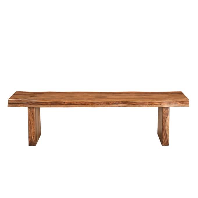 HomeRoots 68" Brown Solid Wood Live Edge Dining Bench - 68 in. x 18 in. x 18 in.