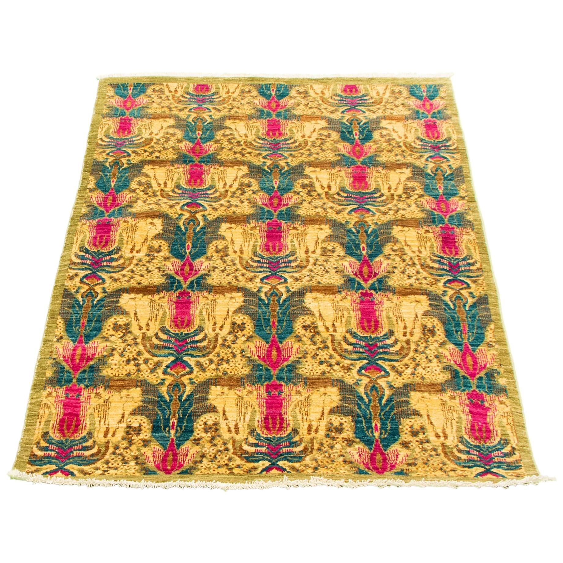 ECARPETGALLERY Handknotted Lahore Finest Collection Olive Wool Rug 4