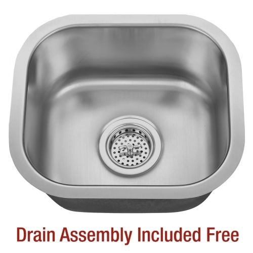 Miseno MSS1513C 14-5/8" Undermount Single Basin Stainless Steel Bar / Prep Sink - Drain Assembly Included