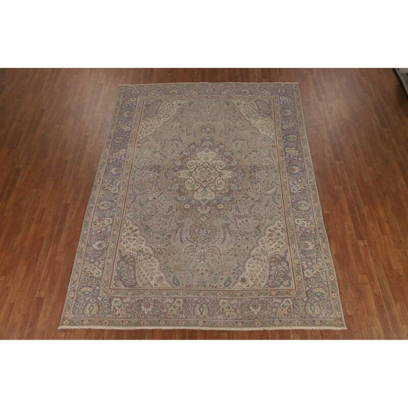 Traditional Tabriz Persian Vintage Area Rug Handmade Wool Carpet - 7'10" x 10'7"