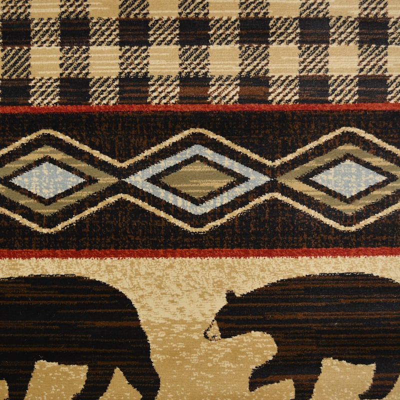 Lodge King Bear Plaid Rug