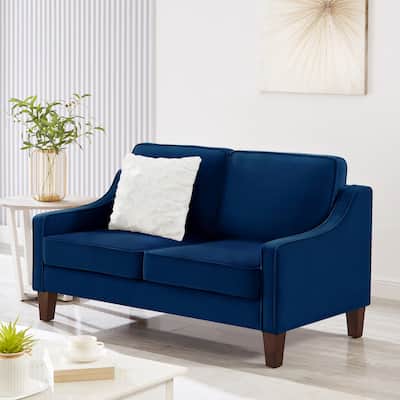 Modern Upholstered Loveseat Sofa, Small Couch with Wooden Legs
