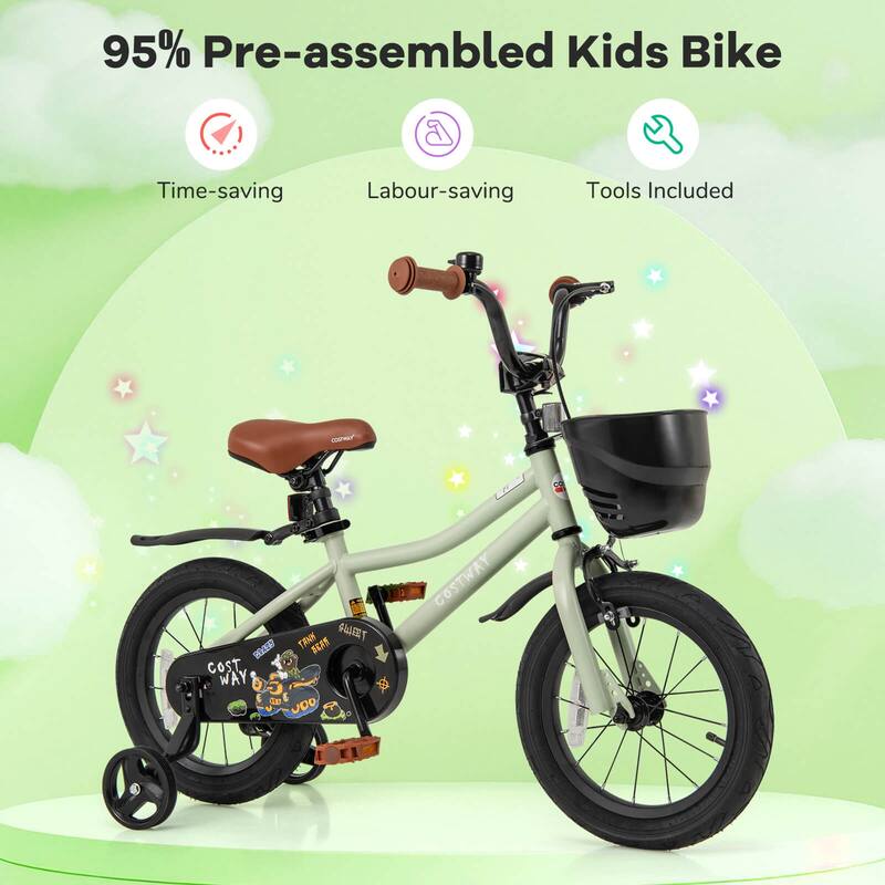 Costway 12"/14"/16"/18" Kid’s Bike with Training Wheels Adjustable