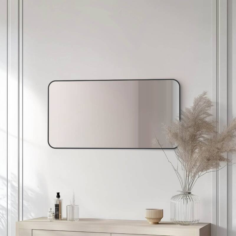 18 x 36 Inch Shatterproof Wall Mount Metal Frame Mirror
