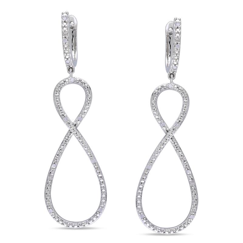 Miadora Sterling Silver 1/10ct TDW Diamond Infinity Dangle Earrings