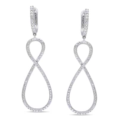 Miadora Sterling Silver 1/10ct TDW Diamond Infinity Dangle Earrings