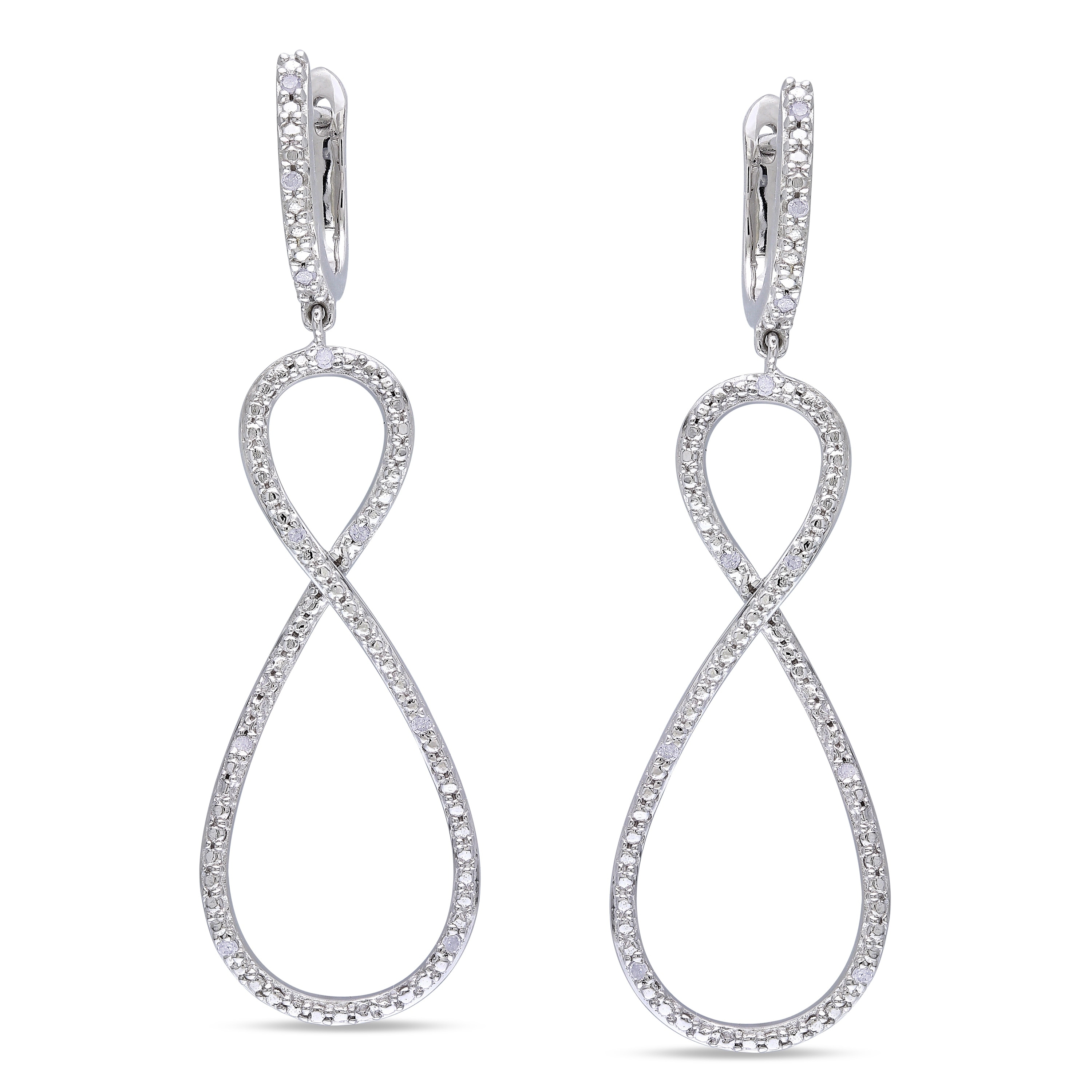 Miadora Sterling Silver 1/10ct TDW Diamond Infinity Dangle Earrings