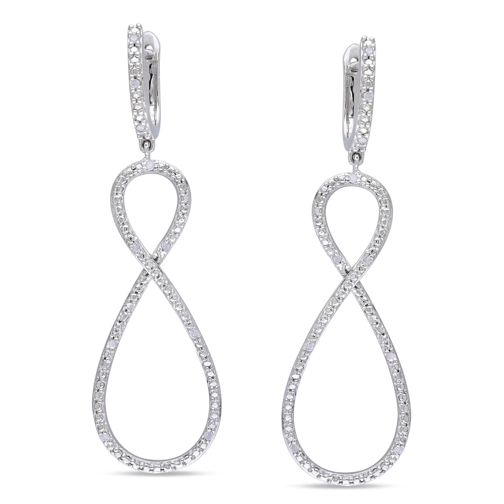 Miadora Sterling Silver 1/10ct TDW Diamond Infinity Dangle Earrings