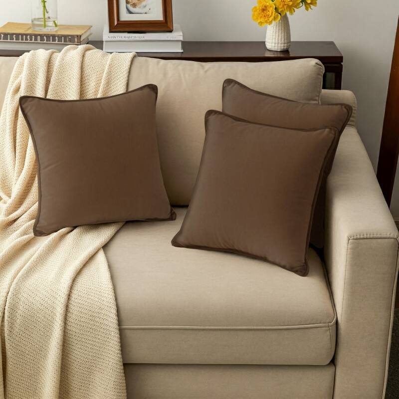 A1HC Set of 2 Luxurious Fine Soft Velvet Throw Pillow Covers Only, For Sofas, Beds, Vibrant Colors and Hidden Zipper